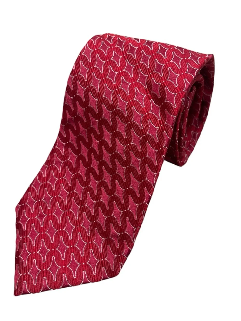 Giorgio Armani Red Geometric Silk Tie